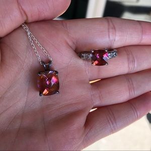 💍 Vintage Twilight Topaz Necklace & Ring Set